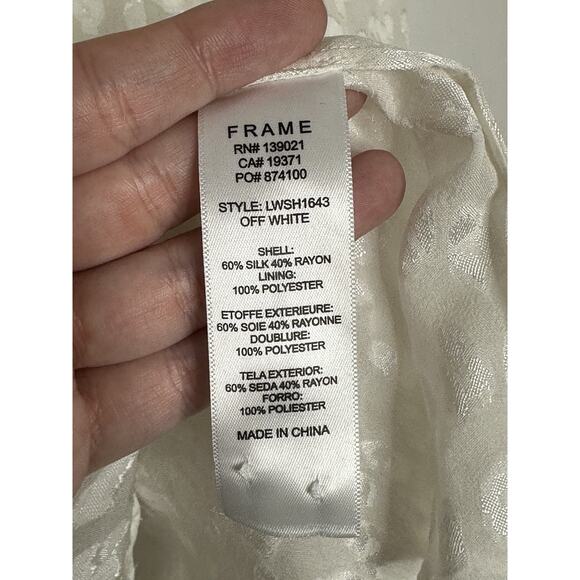 $375Frame Womens Silk Animal Print Long Sleeve Button Up Blouse Top White Sz M - Picture 5 of 8